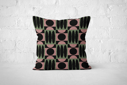 Earthy Geometric Checkered Throw Pillow
