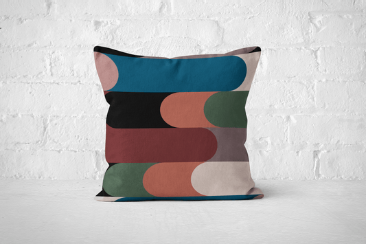 Retro Modern Color Block Woven Pillow