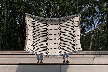 Black & Ivory Folk Throw Blanket