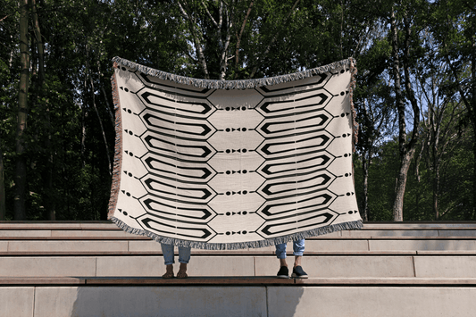 Black & Ivory Folk Throw Blanket