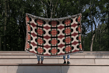 Retro Modern Geometric Woven Throw Blanket