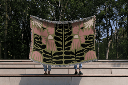 Botanical Harmony Woven Throw Blanket