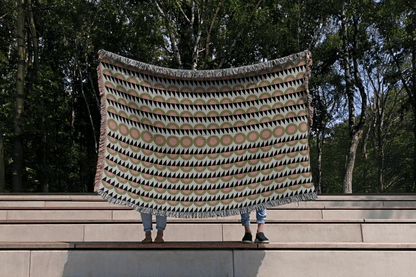 Vintage-Inspired Geometric Striped Woven Throw Blanket