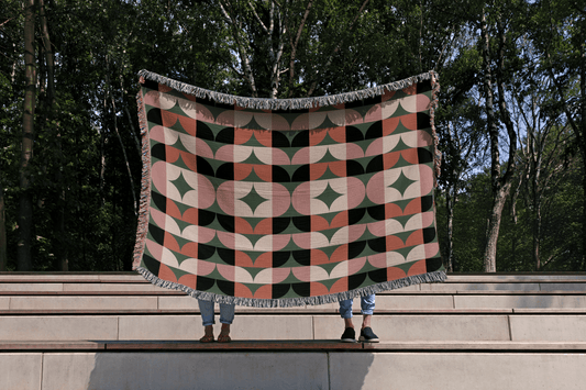 Geometric Elegance Woven Cotton Blanket