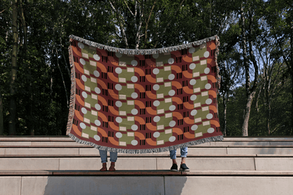 Abstract Geometric Cotton Throw Blanket