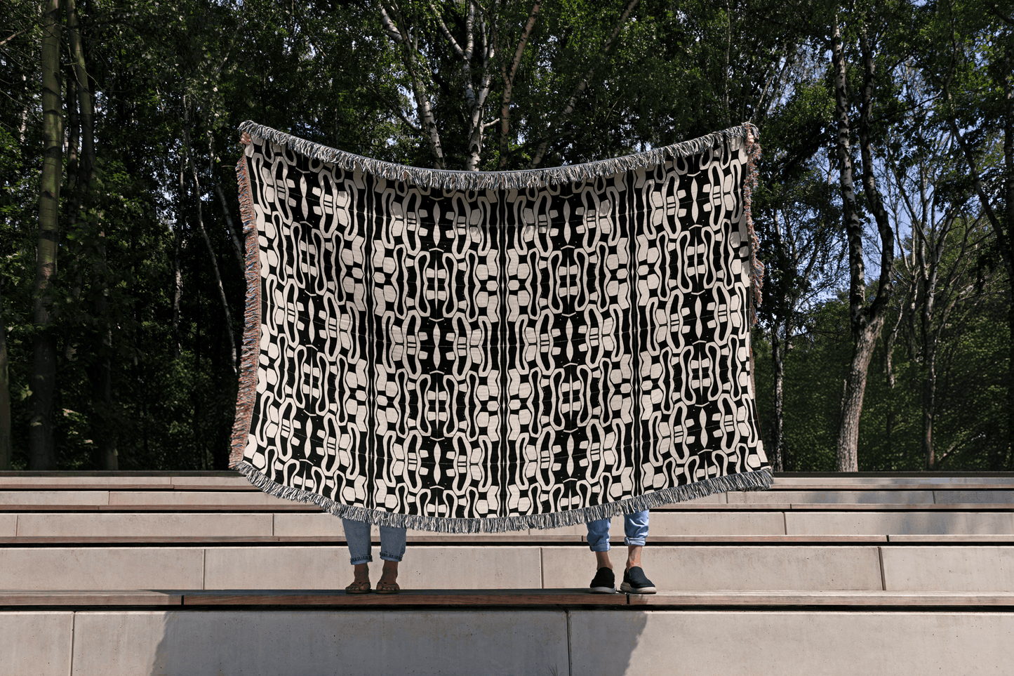 Abstract Monochrome Woven Throw Blanket