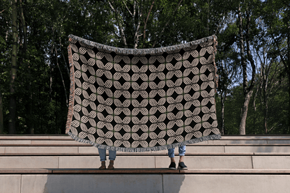 Modern Geometric Floral Woven Cotton Blanket