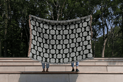 Groovy Light Blue Floral Woven Cotton Blanket