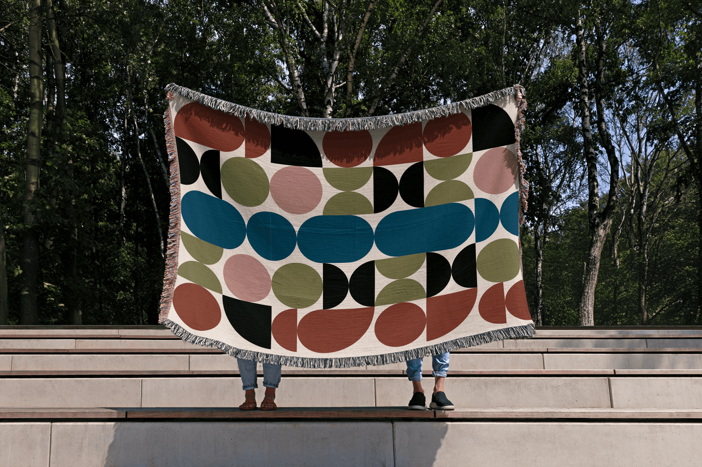 Colorful Bauhaus MCM Woven Blanket