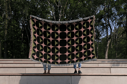 Pink and Green MCM Woven Cotton Blanket