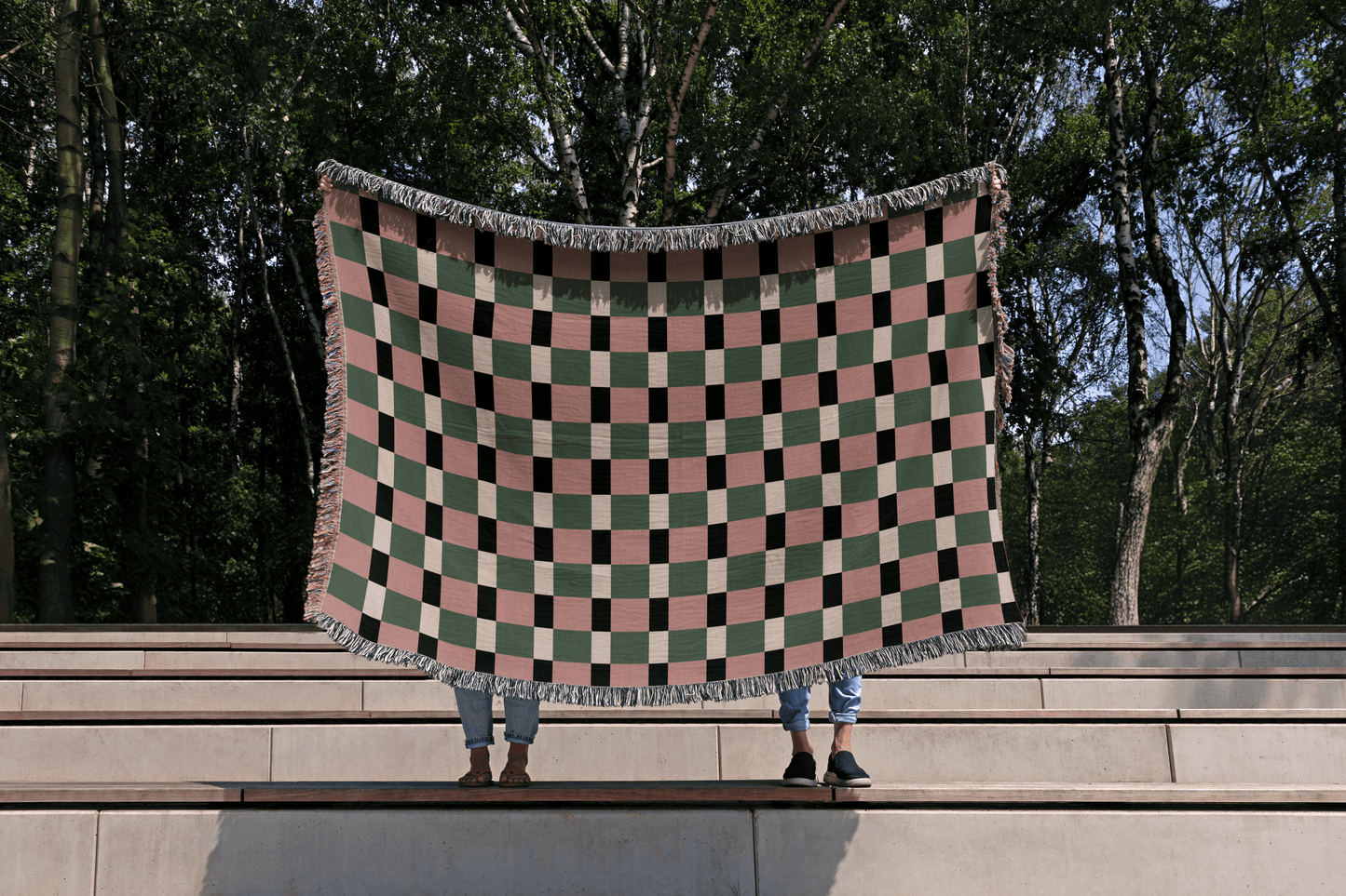 Checkerboard Woven Cotton Blanket