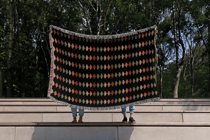 MCM Striped Rainbow Woven Cotton Blanket