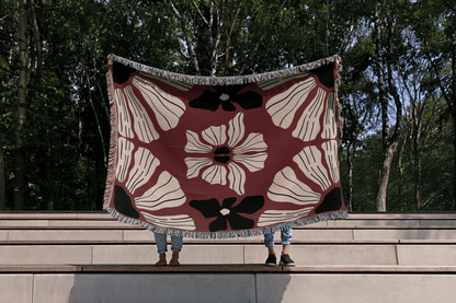 Matisse Floral Abstract Woven Cotton Blanket