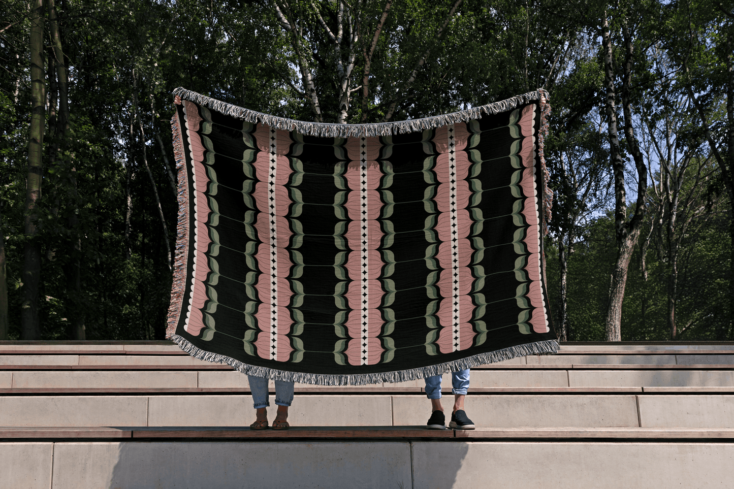 Art Nouveau Tulip Woven Throw Blanket
