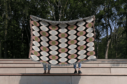Retro Oval Mid-Century Modern Woven Throw Blanket
