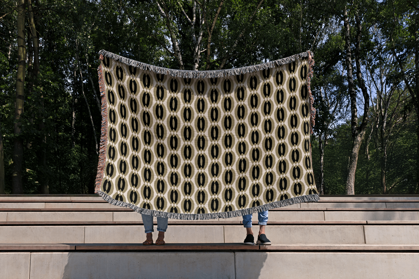 Khaki Retro Harmony Woven Throw Blanket