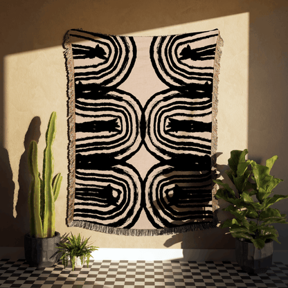 Abstract Tree Rings Woven Cotton Blanket