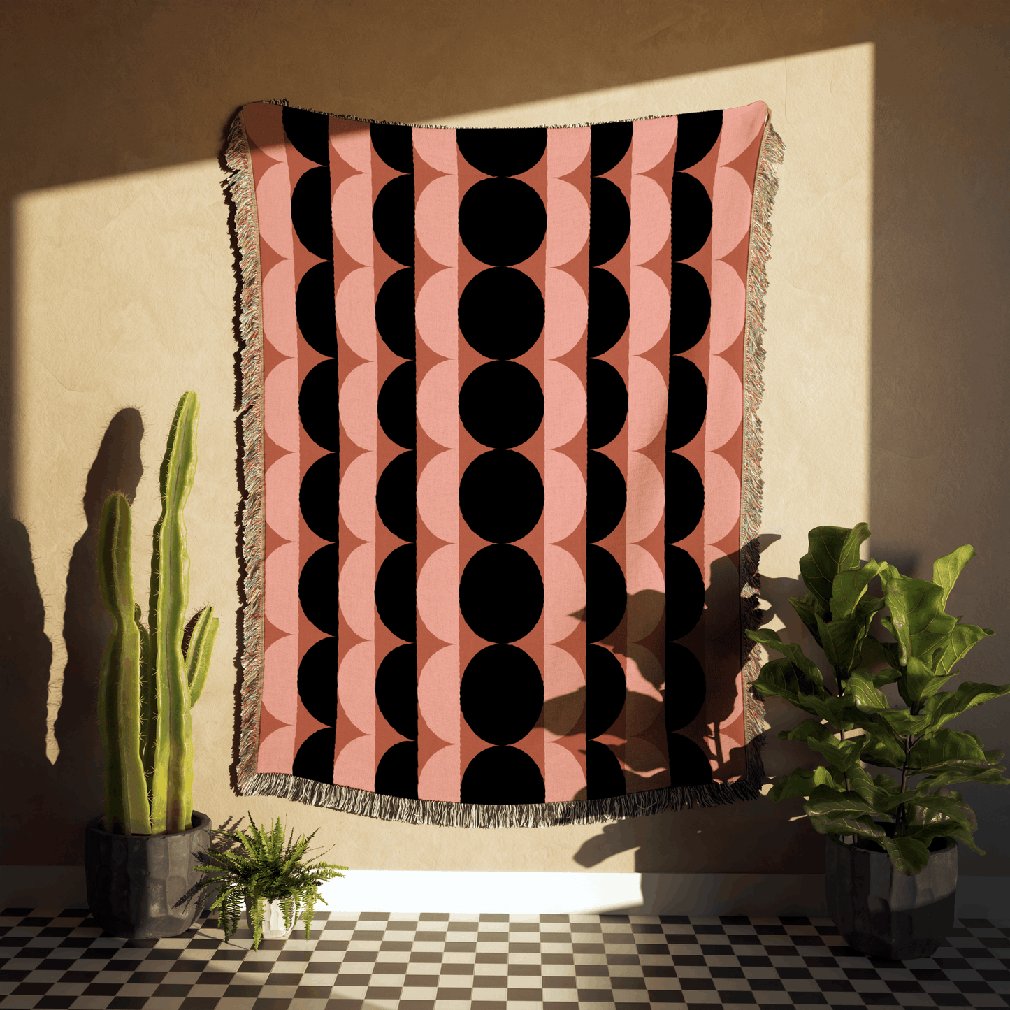 Geometric Cascade Woven Cotton Blanket