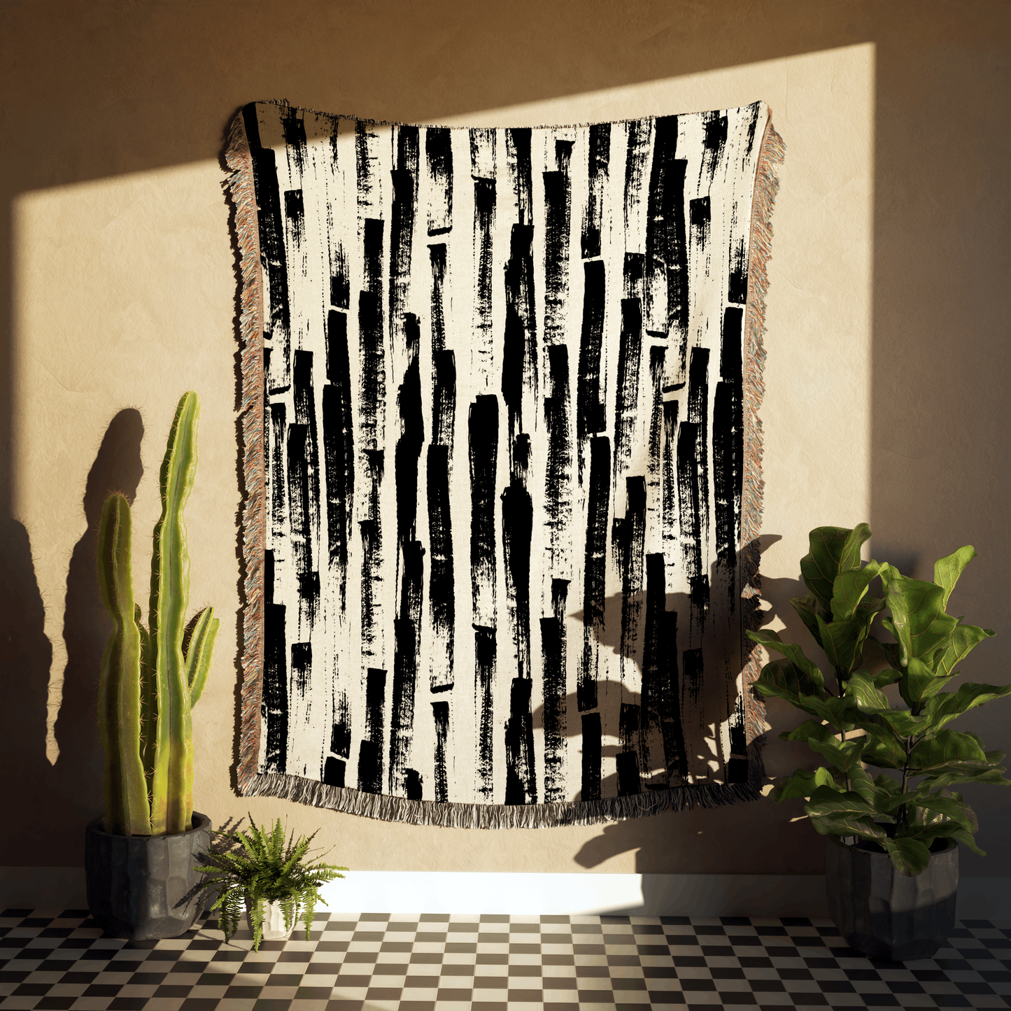 Monochrome Birch Woven Throw Blanket