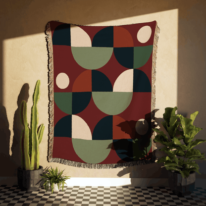 Geometric Balance Woven Throw Blanket