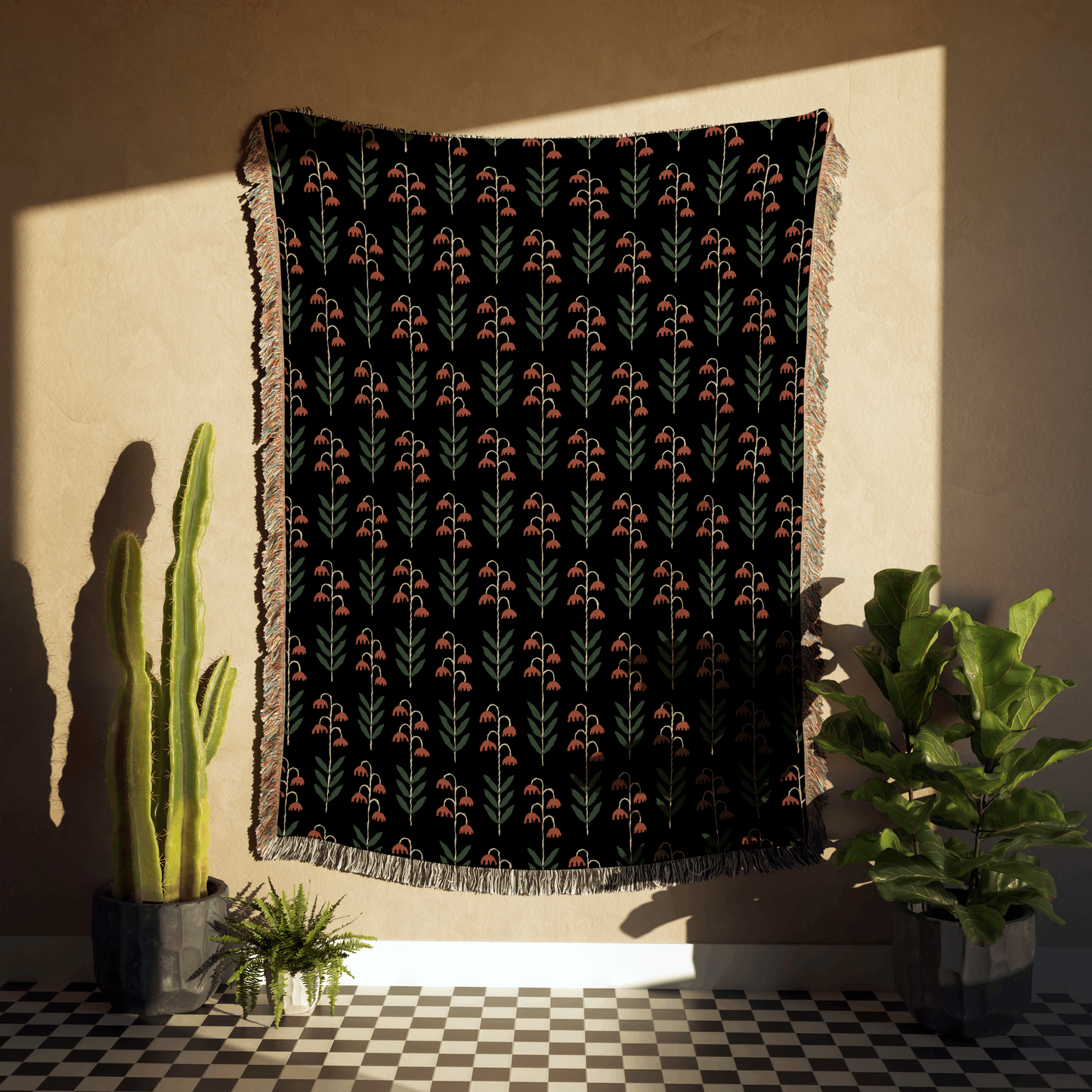 Modern Blooming Meadow Woven Throw Blanket