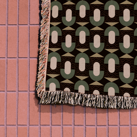 Green Mid-Century Geometric Woven Throw