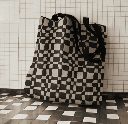 Optical Checkered Tote Bag