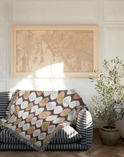 Retro Oval Mid-Century Modern Woven Throw Blanket