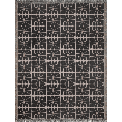 Geometric Floral Woven Cotton Blanket
