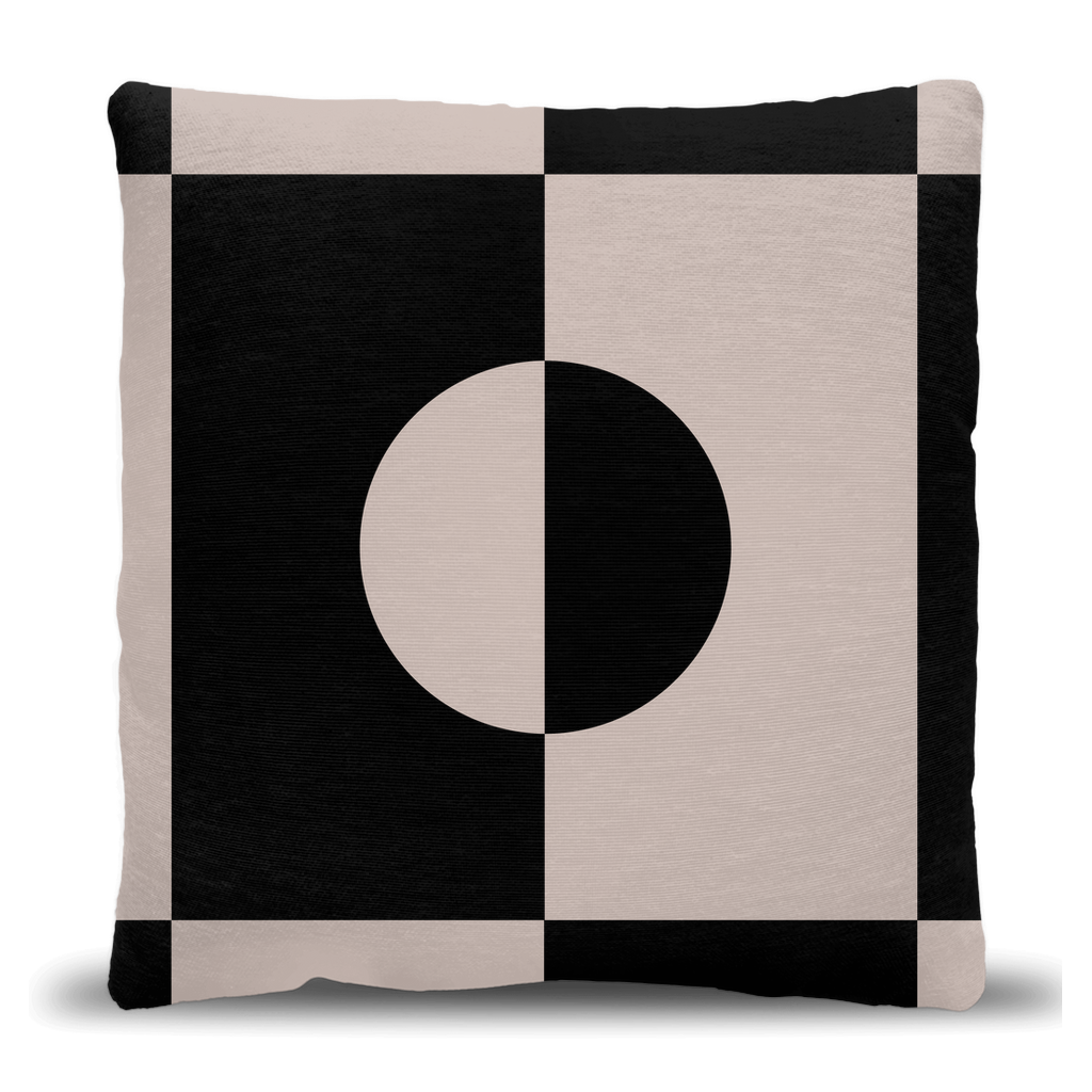 Minimalist Black and Beige Geometric Woven Pillow