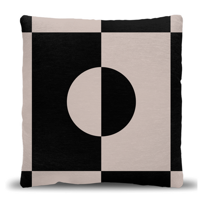 Minimalist Black and Beige Geometric Woven Pillow