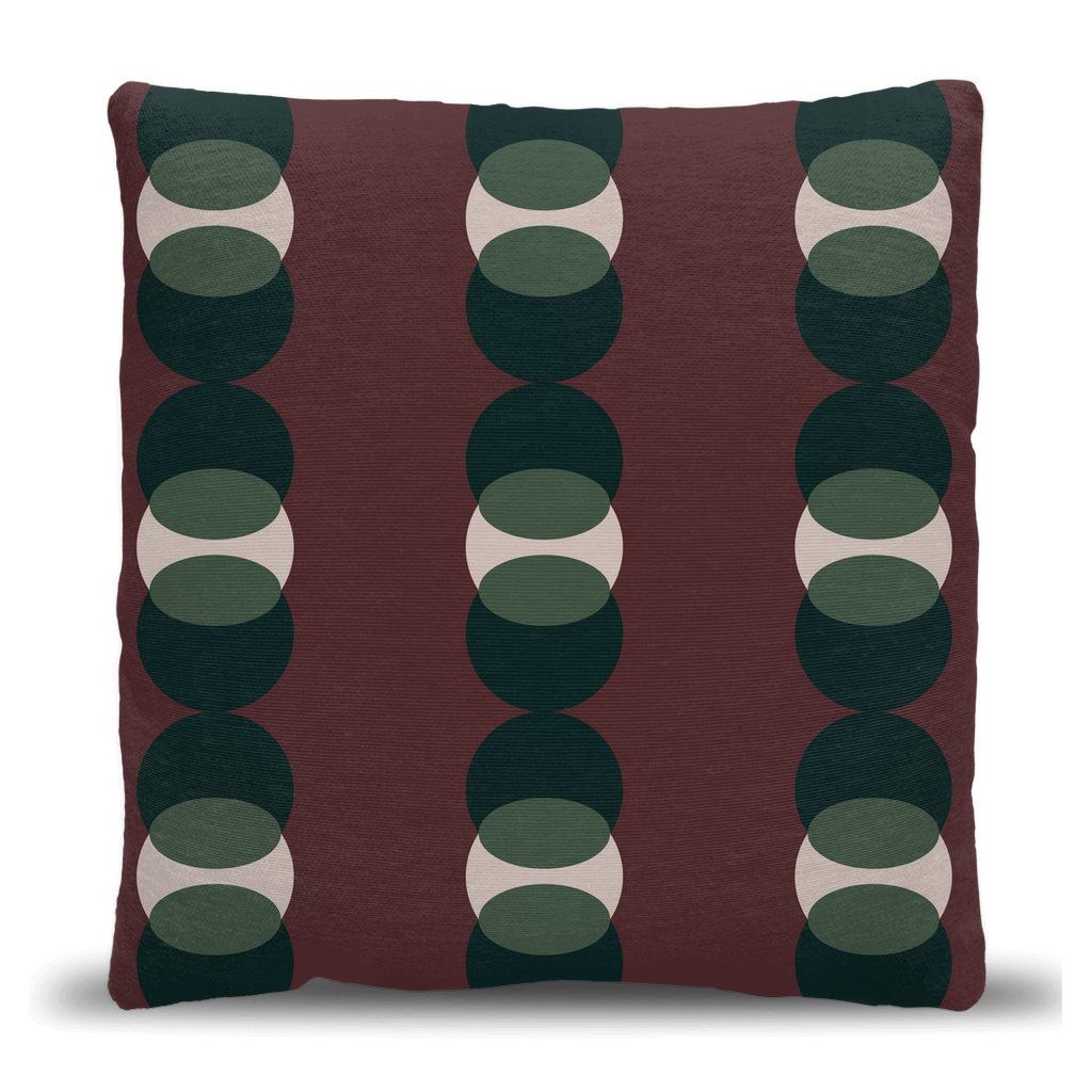 Modern Burgundy and Green Woven Pillow