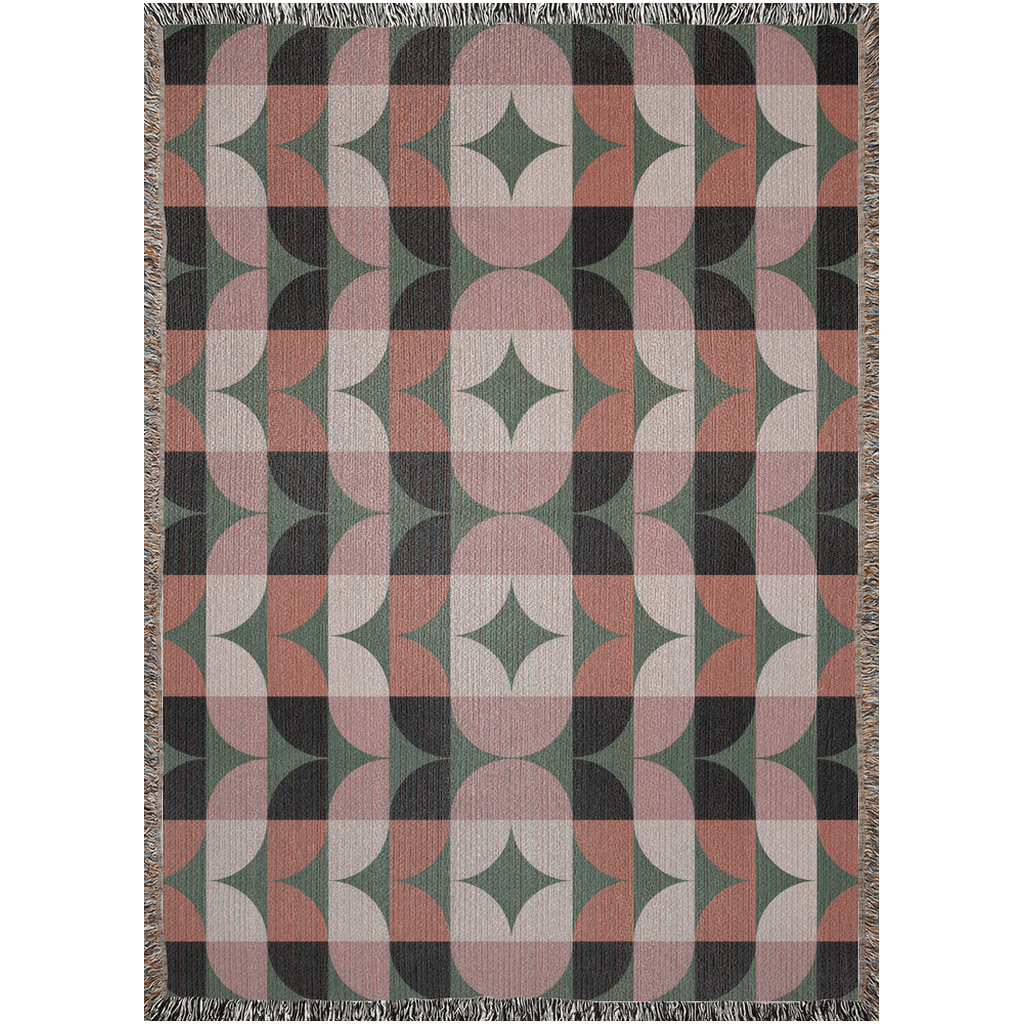 Geometric Elegance Woven Cotton Blanket