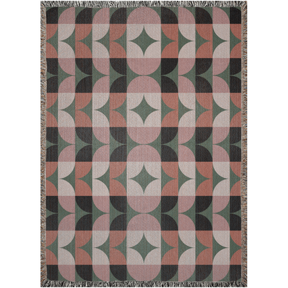 Geometric Elegance Woven Cotton Blanket