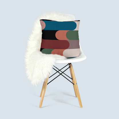 Retro Modern Color Block Woven Pillow