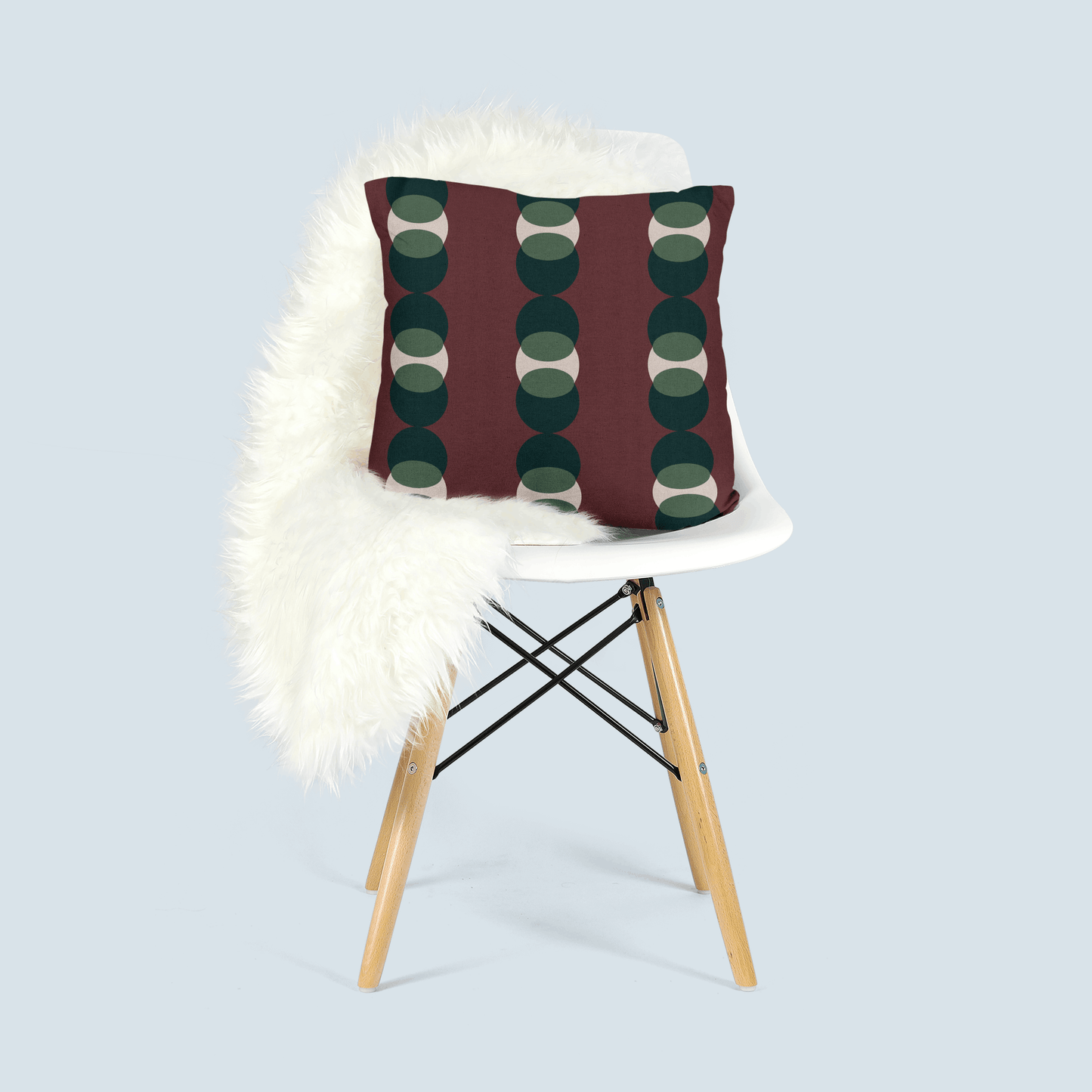 Modern Burgundy and Green Woven Pillow