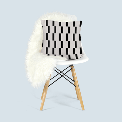 Modern Minimalist Throw Pillow – Black and Ivory Geometric Block Pattern