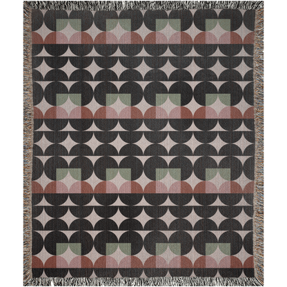 Modern Circles and Squares Geometric Cotton Blanket