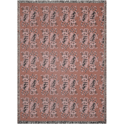 Pink Groovy Tiger Pattern Woven Cotton Throw Blankets - Taylor Bassam