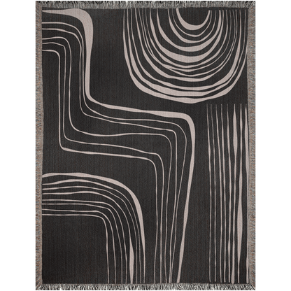 Black and Beige Minimalist Modern Lines Woven Blanket