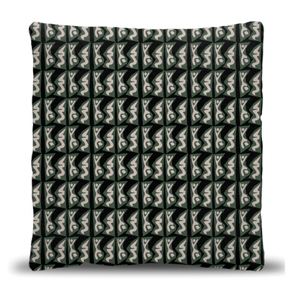 Green and Beige Abstract Modern Woven Pillow