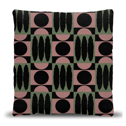 Earthy Geometric Checkered Throw Pillow