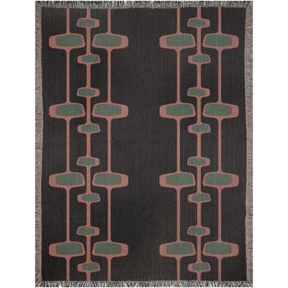Retro Olive and Rust Modern Geometric Woven Cotton Blanket