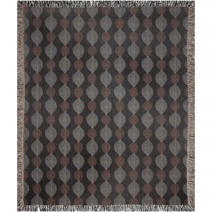 Dark Autumn Leaves Pattern Woven Cotton Throw Blankets - Taylor Bassam