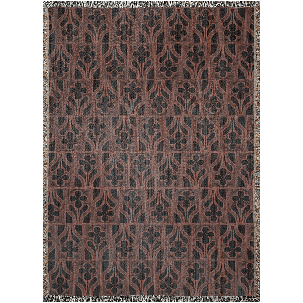 Vintage Floral Motif Woven Throw Blanket