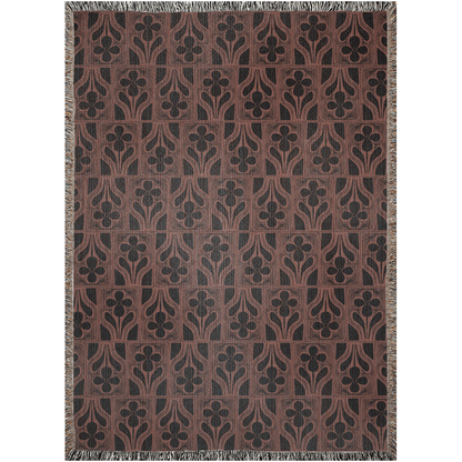 Vintage Floral Motif Woven Throw Blanket