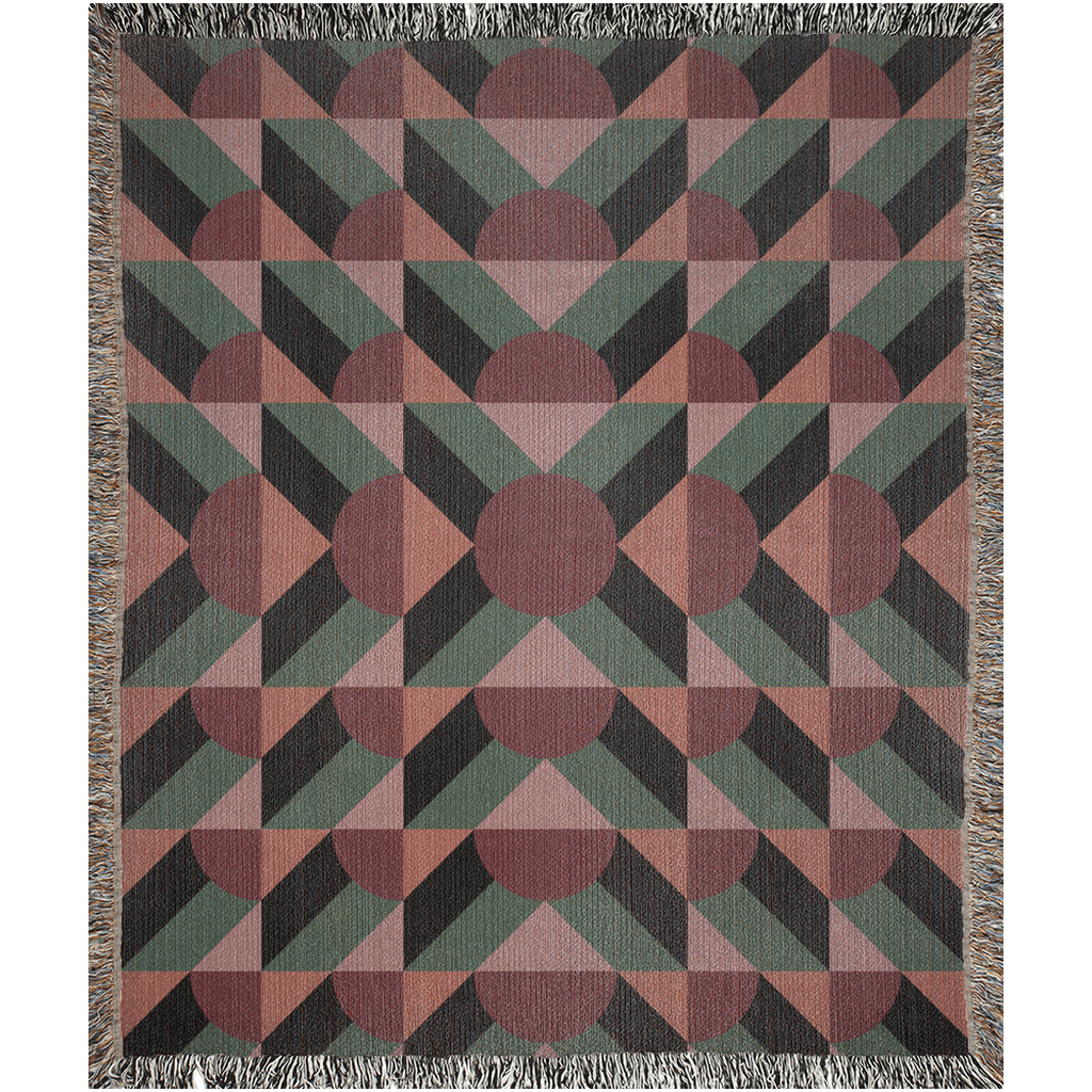 1970s Geometric Harmony Woven Throw Blanket