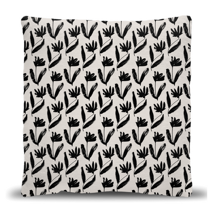 Monochrome Floral Throw Pillow