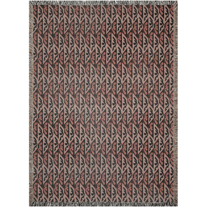 Terracotta, Black, and Beige Geometric Woven Cotton Blanket