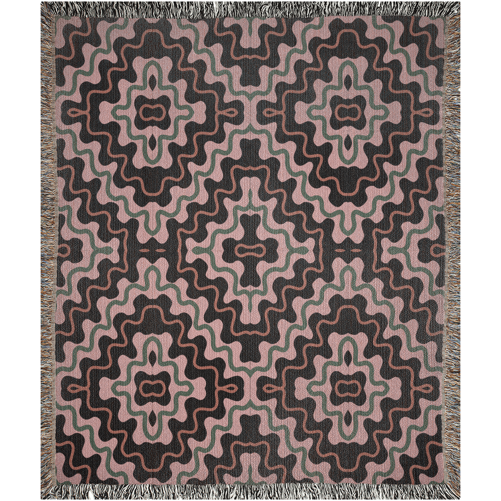 Psychedelic Pink and Black Cotton Woven Throw Blanket